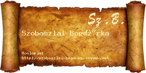 Szoboszlai Bogárka névjegykártya